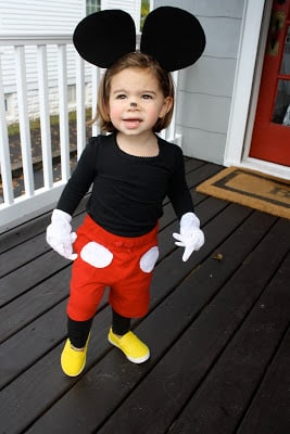 Toddler in mickey mouse costume