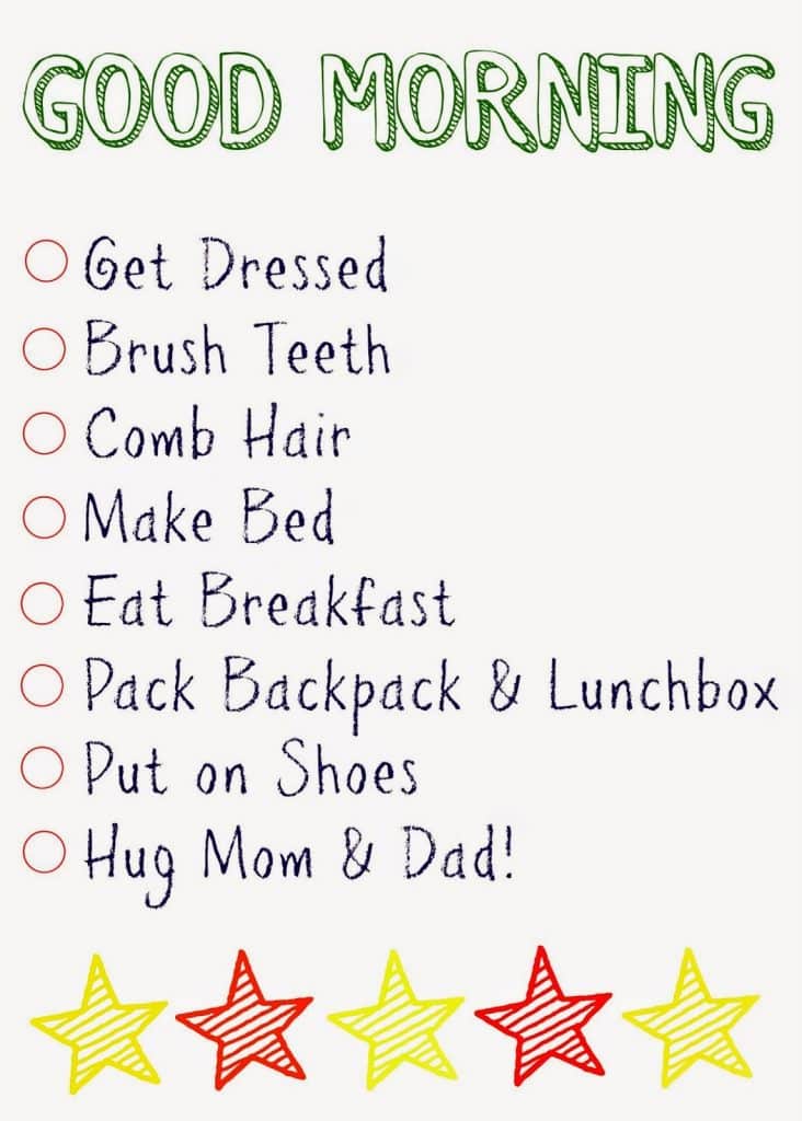 Good Morning Printable Checklist : The Chirping Moms