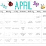 April Printable Activity Calendar for Kids
