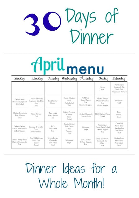 April Meal Plan for Families (Free Printable) || The Chirping Moms