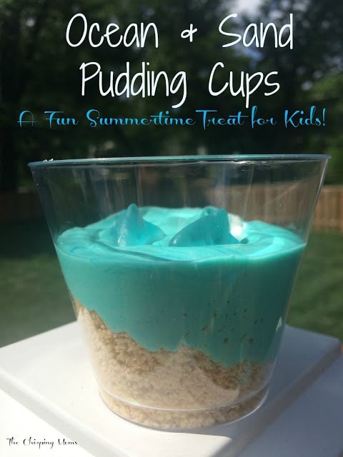 50 Summer Crafts and Activities for Kids - Ocean & Sand Pudding Cups || Outdoor Summer Fun for Kids. The Chirping Moms