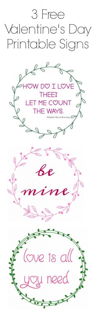 3 free Valentine's Day Printable signs 
