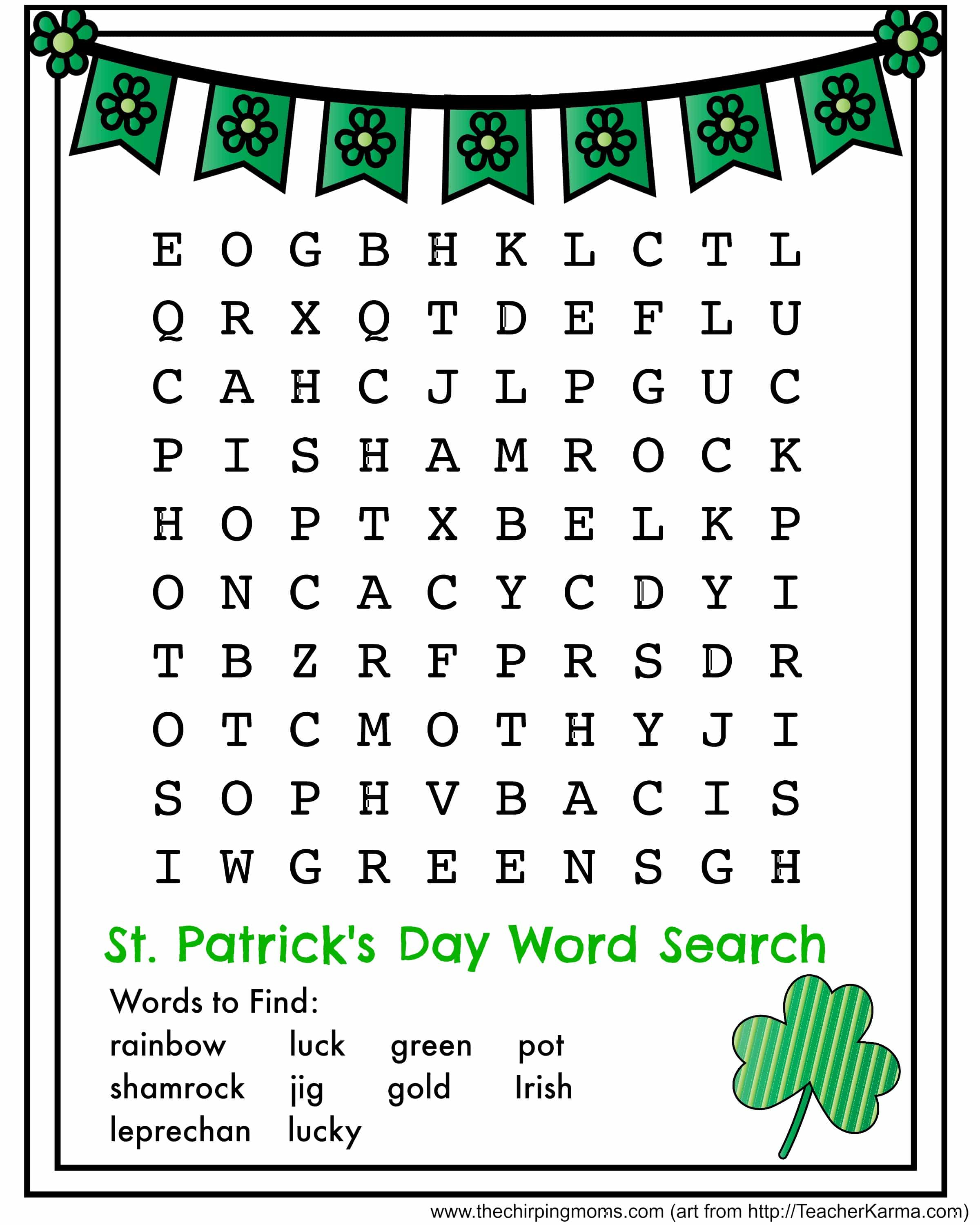 St. Patrick's Day Word Search { Free Printable } The Chirping Moms
