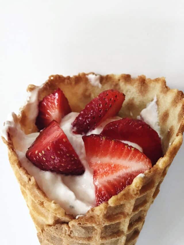 Strawberry Greek Yogurt Waffle Cone Parfaits Story