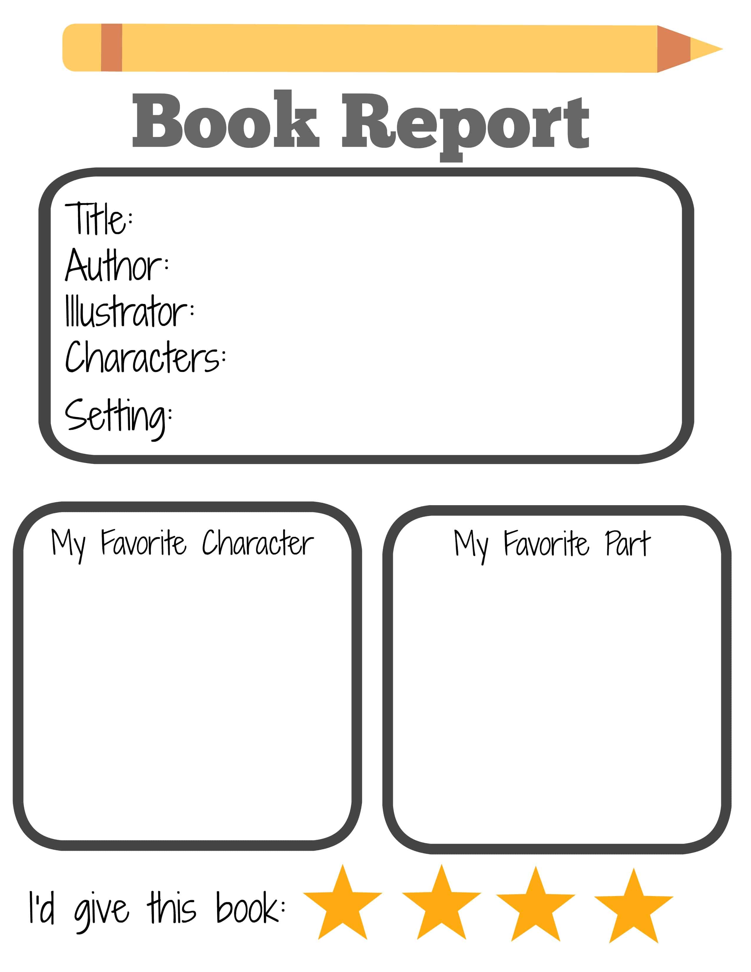 Book Reports For Kids Printable - Book Report Form and Reading Log
