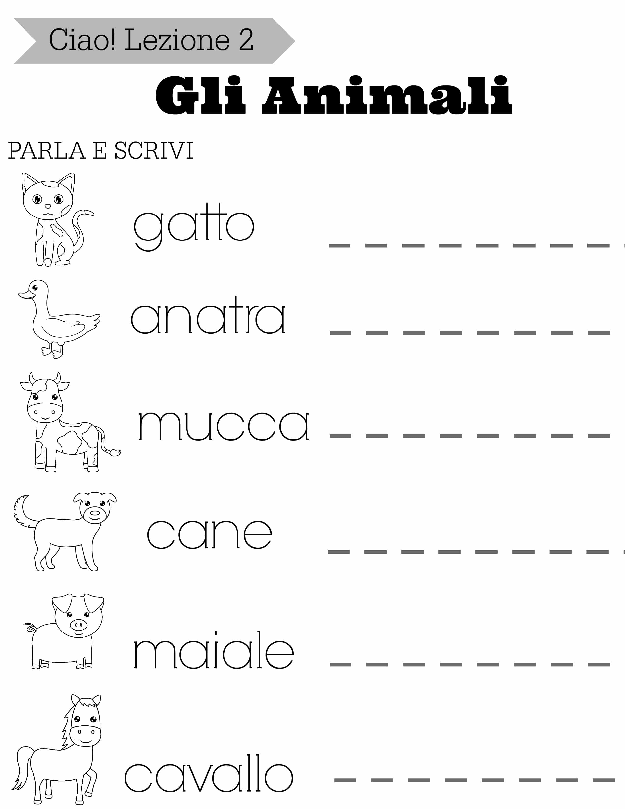 Simple Italian Lessons For Kids Lezione 2 Gli Animali