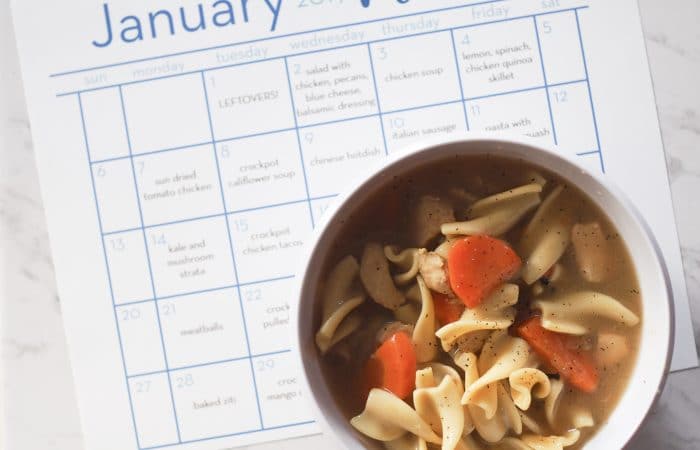 Monthly Meal Planning Calendar: January