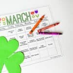 March Activity Calendar for Kids