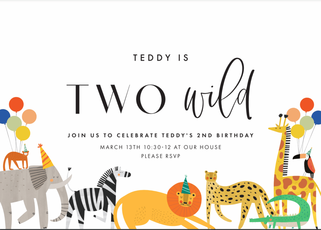 Two Wild Birthday Invitation 